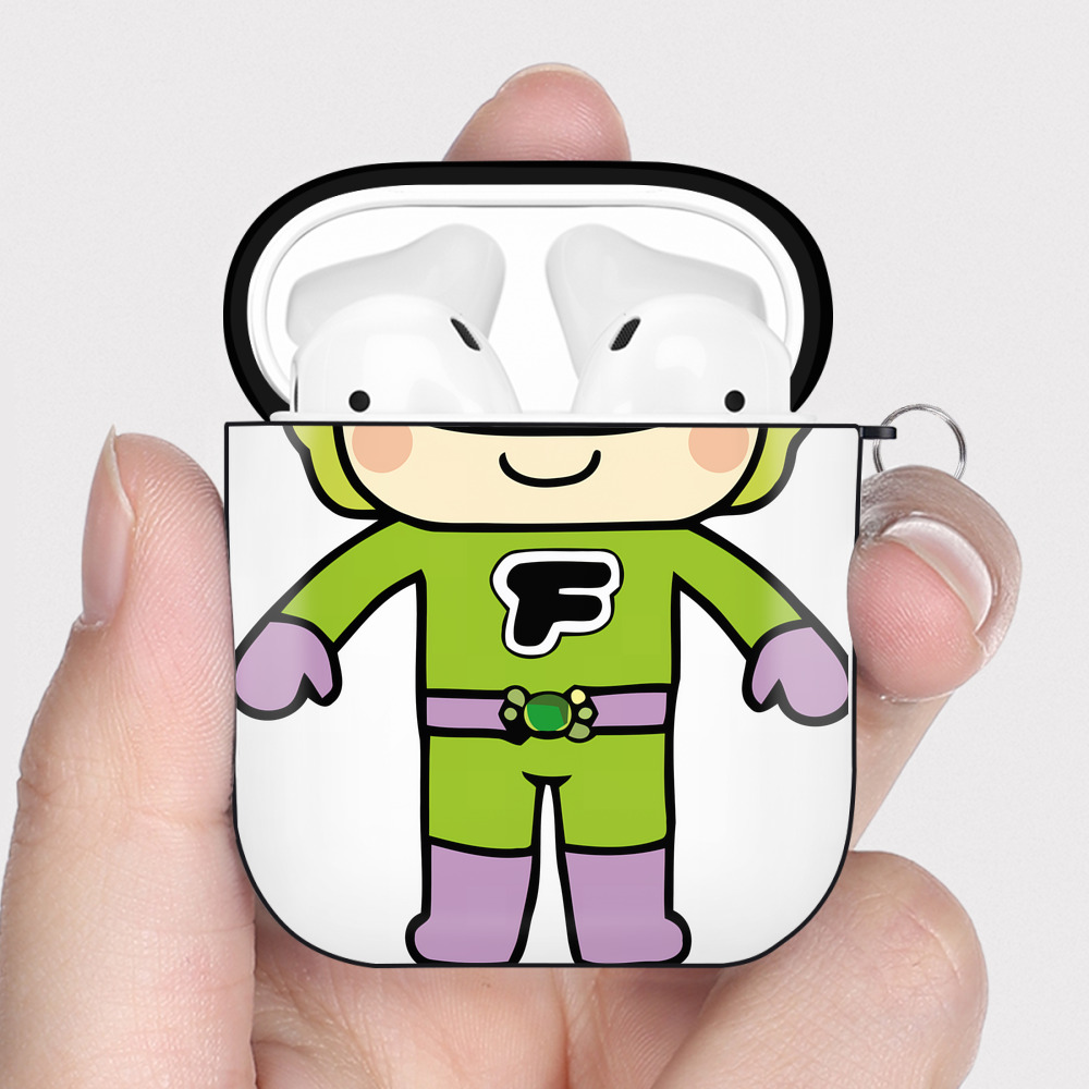（画像用） アンパンマン Anpanman AirPods 第2世代保護ケース ハードシェル ブラック 耐衝撃・防指紋・カラビナ付き