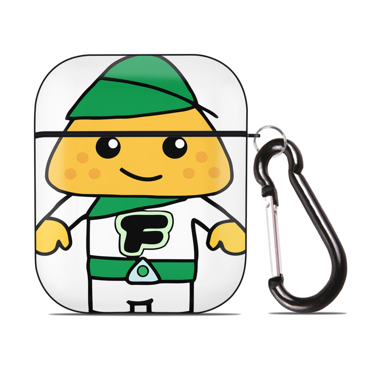 （画像用） アンパンマン Anpanman AirPods 第2世代保護ケース ハードシェル ブラック 耐衝撃・防指紋・カラビナ付き