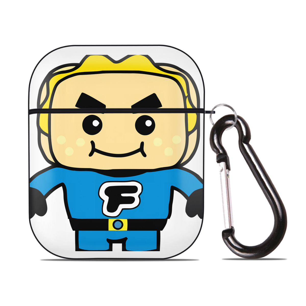 （画像用） アンパンマン Anpanman AirPods 第2世代保護ケース ハードシェル ブラック 耐衝撃・防指紋・カラビナ付き