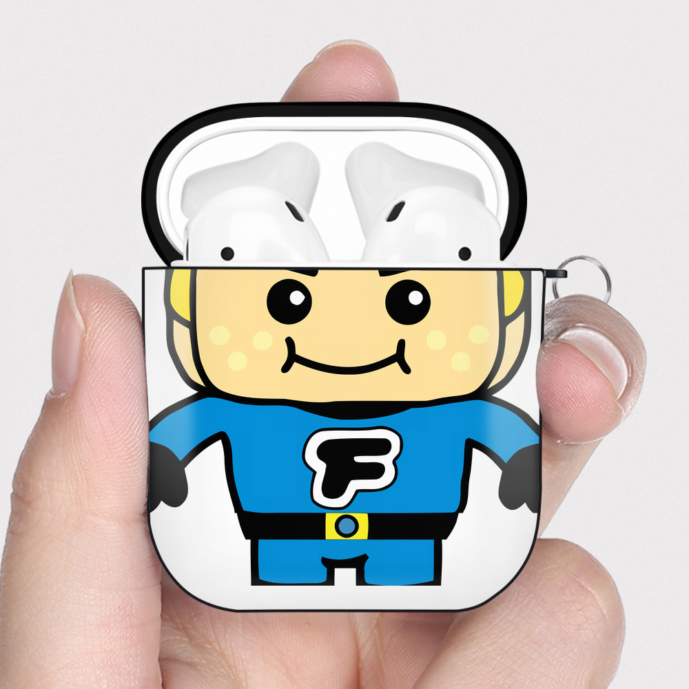 （画像用） アンパンマン Anpanman AirPods 第2世代保護ケース ハードシェル ブラック 耐衝撃・防指紋・カラビナ付き