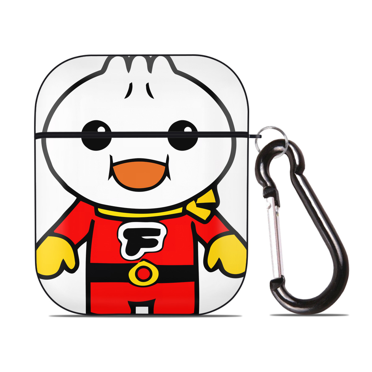 （画像用） アンパンマン Anpanman AirPods 第2世代保護ケース ハードシェル ブラック 耐衝撃・防指紋・カラビナ付き