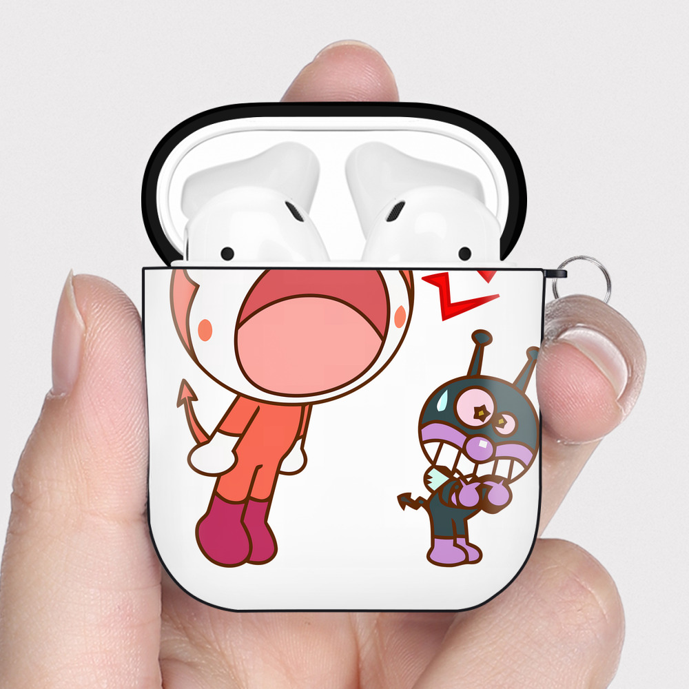 （画像用） アンパンマン Anpanman AirPods 第2世代保護ケース ハードシェル ブラック 耐衝撃・防指紋・カラビナ付き