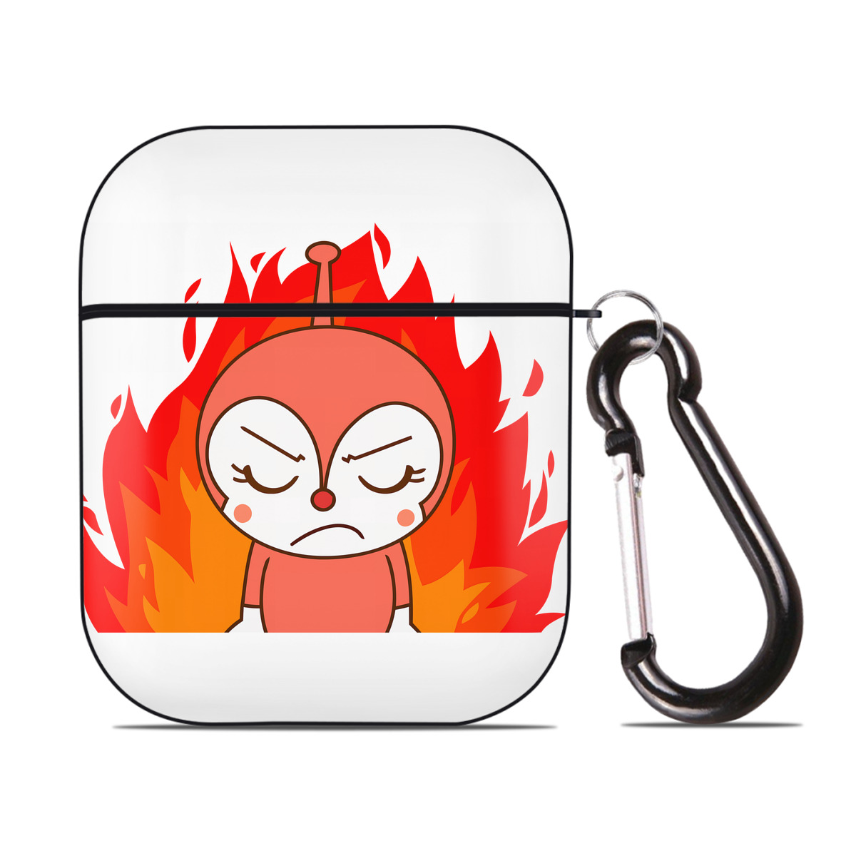 （画像用） アンパンマン Anpanman AirPods 第2世代保護ケース ハードシェル ブラック 耐衝撃・防指紋・カラビナ付き