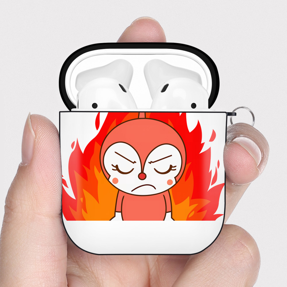 （画像用） アンパンマン Anpanman AirPods 第2世代保護ケース ハードシェル ブラック 耐衝撃・防指紋・カラビナ付き