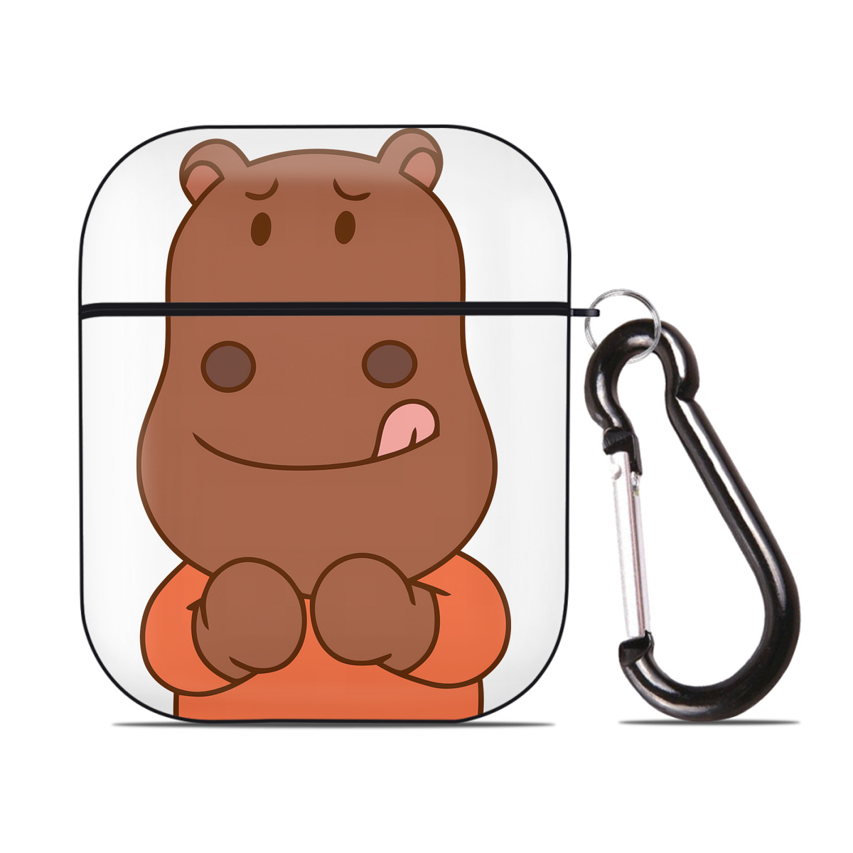 （画像用） アンパンマン Anpanman AirPods 第2世代保護ケース ハードシェル ブラック 耐衝撃・防指紋・カラビナ付き