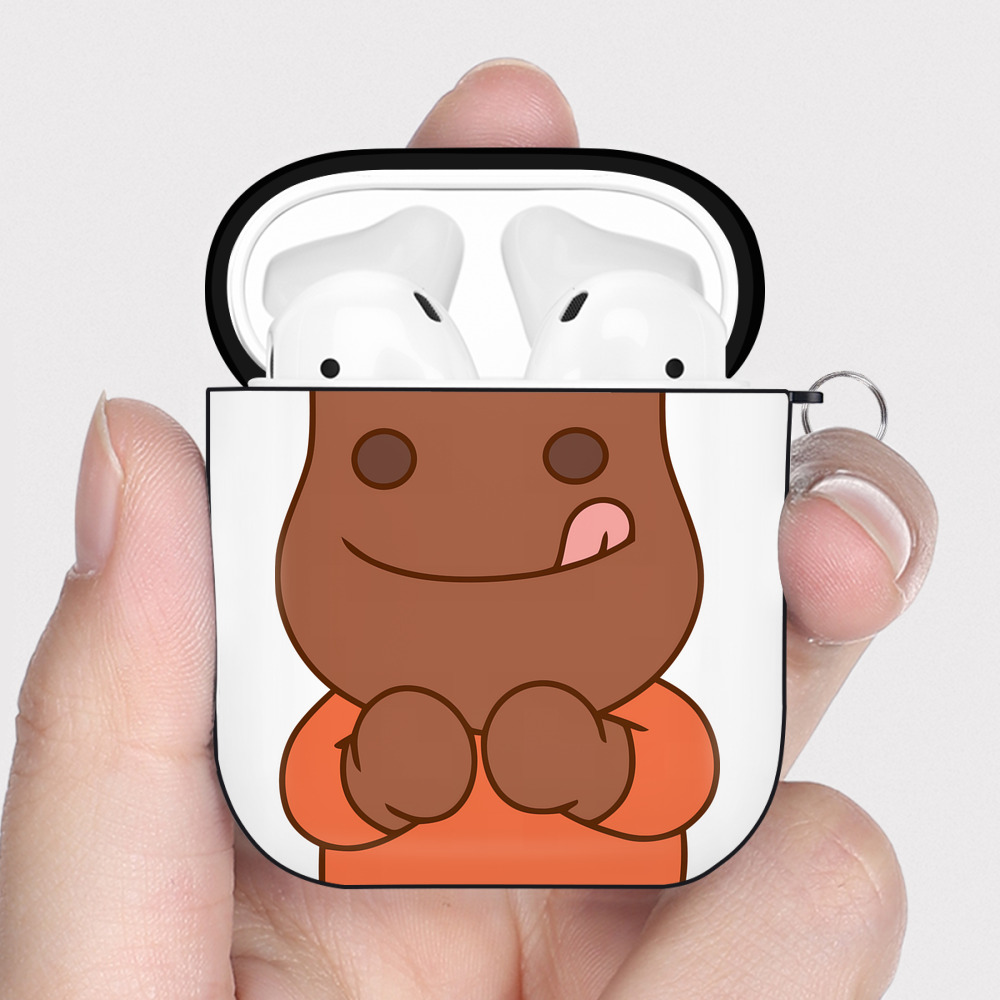 （画像用） アンパンマン Anpanman AirPods 第2世代保護ケース ハードシェル ブラック 耐衝撃・防指紋・カラビナ付き