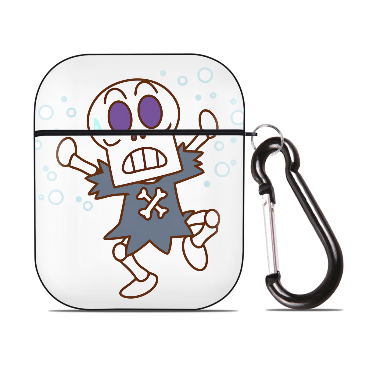 （画像用） アンパンマン Anpanman AirPods 第2世代保護ケース ハードシェル ブラック 耐衝撃・防指紋・カラビナ付き