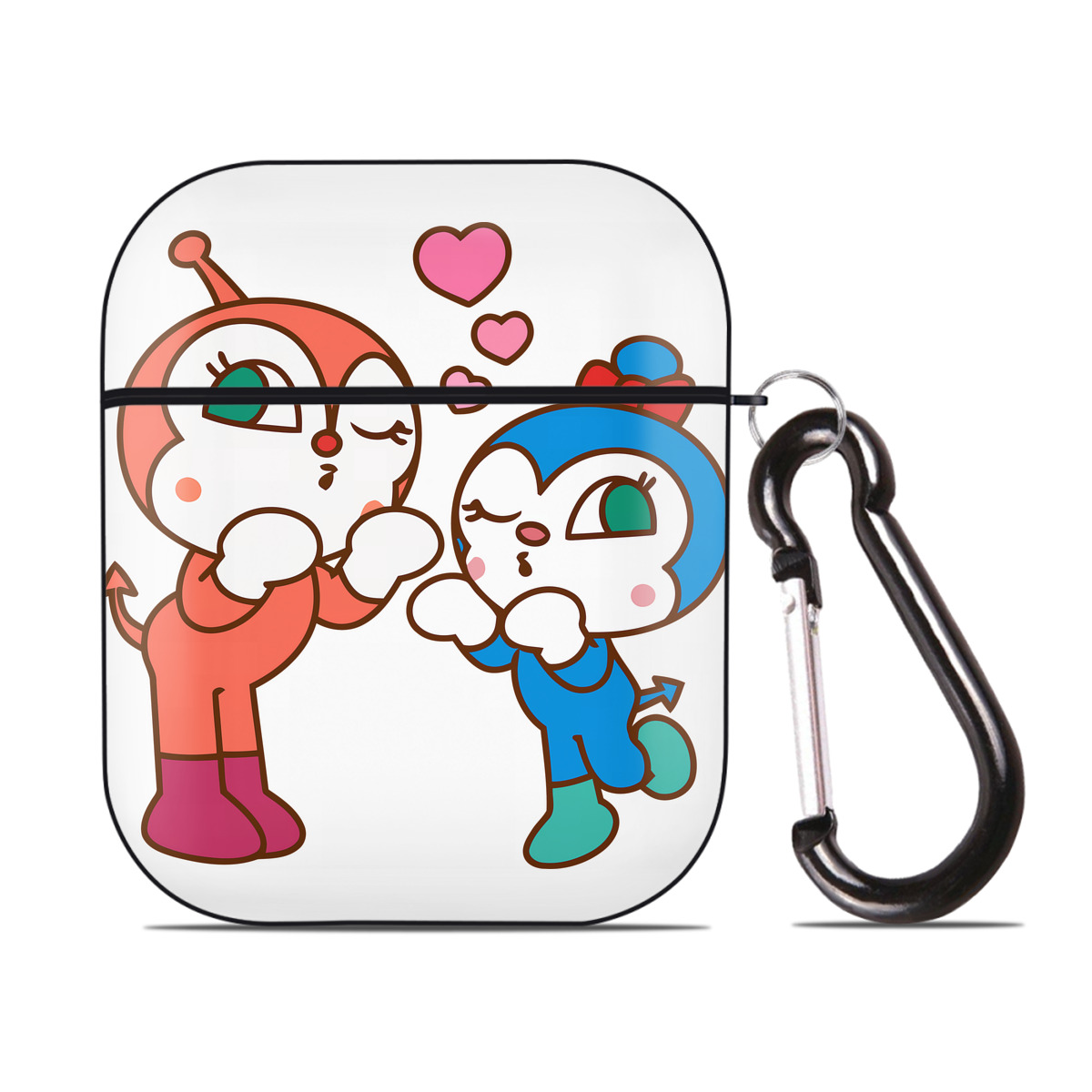 （画像用） アンパンマン Anpanman AirPods 第2世代保護ケース ハードシェル ブラック 耐衝撃・防指紋・カラビナ付き
