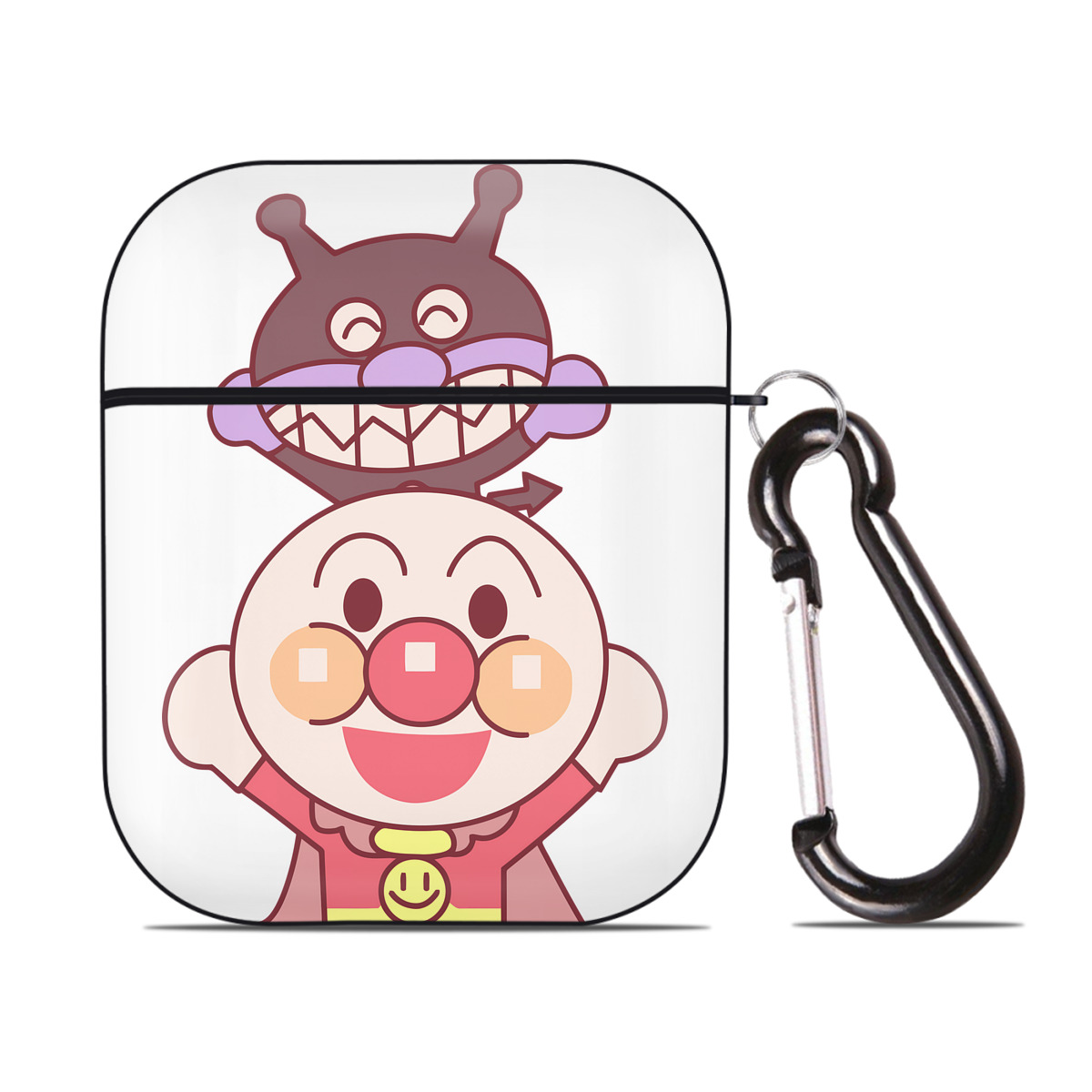（画像用） アンパンマン Anpanman AirPods 第2世代保護ケース ハードシェル ブラック 耐衝撃・防指紋・カラビナ付き