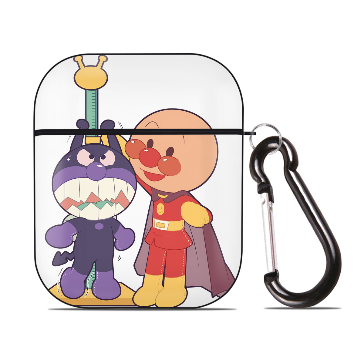 （画像用） アンパンマン Anpanman AirPods 第2世代保護ケース ハードシェル ブラック 耐衝撃・防指紋・カラビナ付き