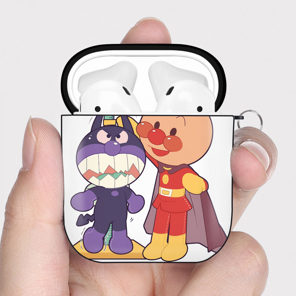 （画像用） アンパンマン Anpanman AirPods 第2世代保護ケース ハードシェル ブラック 耐衝撃・防指紋・カラビナ付き