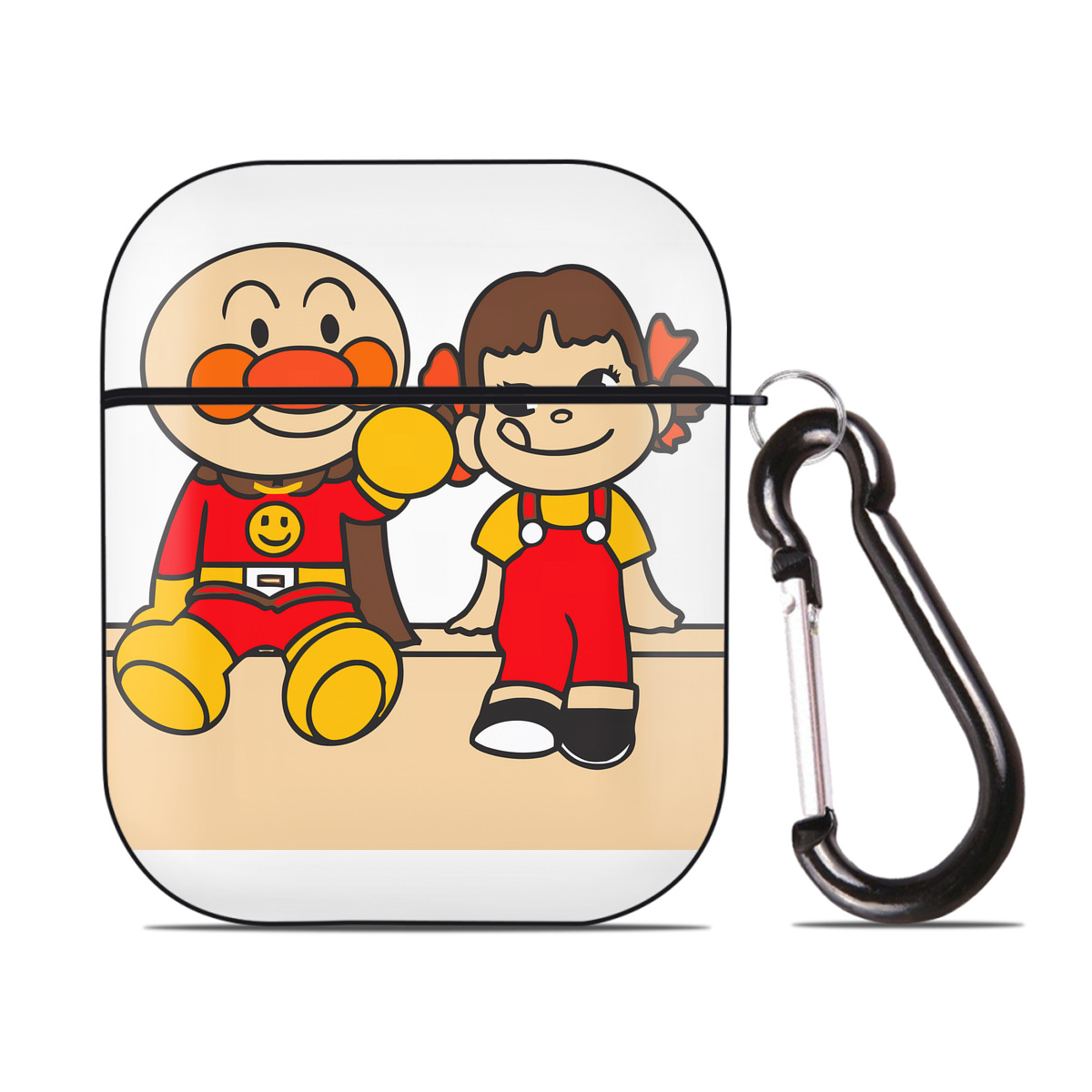 （画像用） アンパンマン Anpanman AirPods 第2世代保護ケース ハードシェル ブラック 耐衝撃・防指紋・カラビナ付き