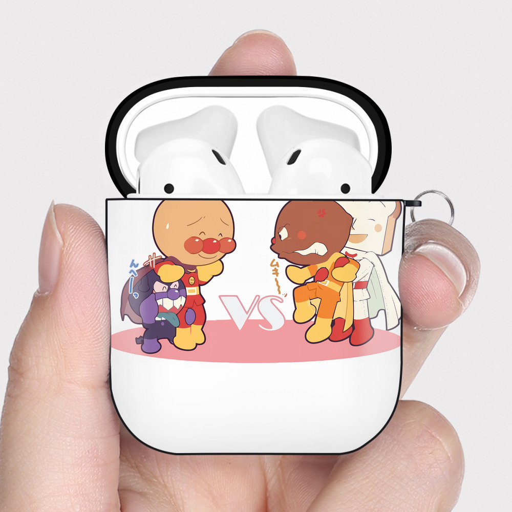 （画像用） アンパンマン Anpanman AirPods 第2世代保護ケース ハードシェル ブラック 耐衝撃・防指紋・カラビナ付き