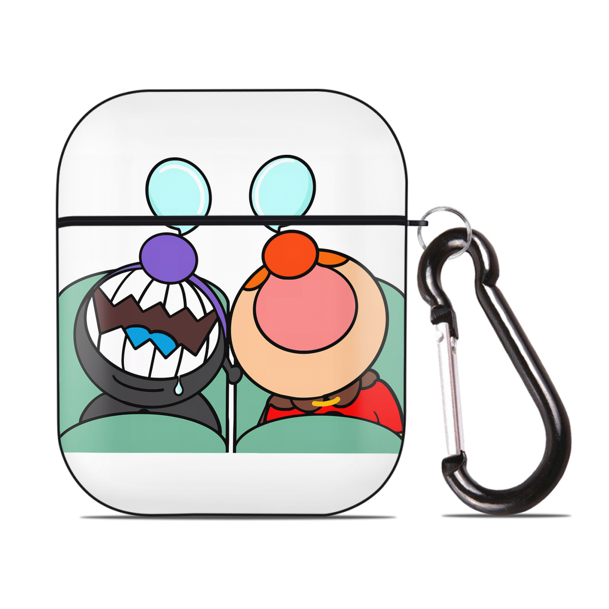 （画像用） アンパンマン Anpanman AirPods 第2世代保護ケース ハードシェル ブラック 耐衝撃・防指紋・カラビナ付き