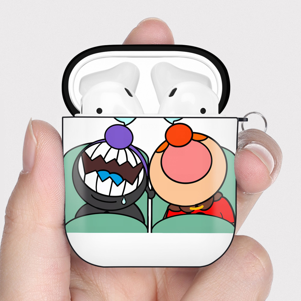 （画像用） アンパンマン Anpanman AirPods 第2世代保護ケース ハードシェル ブラック 耐衝撃・防指紋・カラビナ付き