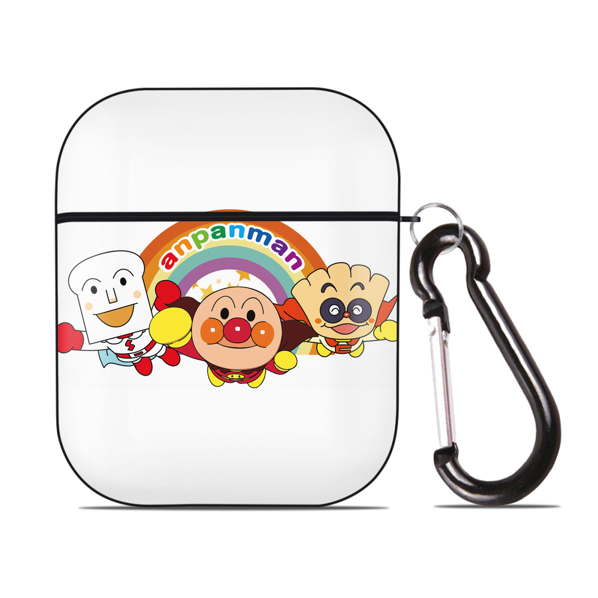 （画像用） アンパンマン Anpanman AirPods 第2世代保護ケース ハードシェル ブラック 耐衝撃・防指紋・カラビナ付き