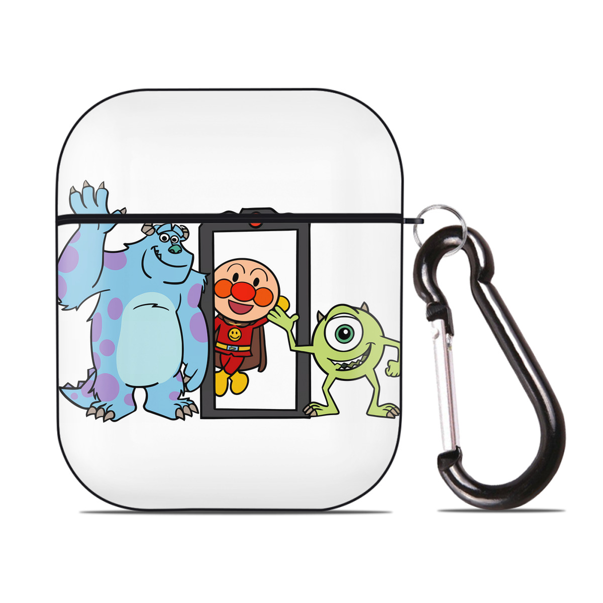 （画像用） アンパンマン Anpanman AirPods 第2世代保護ケース ハードシェル ブラック 耐衝撃・防指紋・カラビナ付き