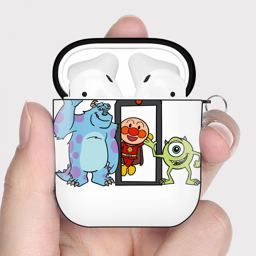 （画像用） アンパンマン Anpanman AirPods 第2世代保護ケース ハードシェル ブラック 耐衝撃・防指紋・カラビナ付き