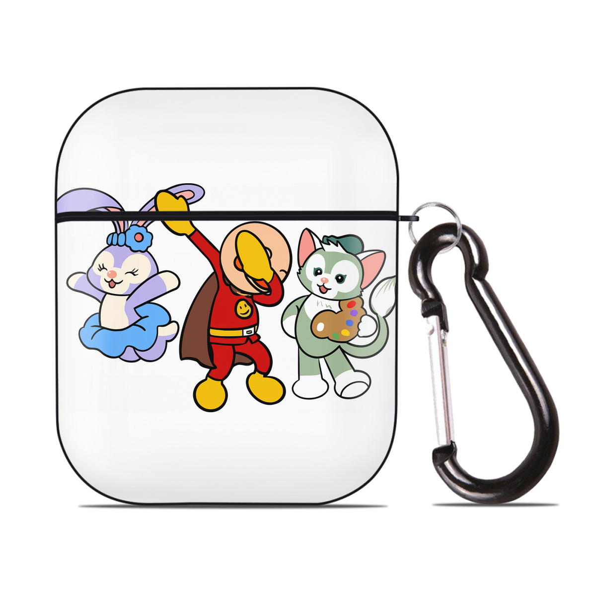 （画像用） アンパンマン Anpanman AirPods 第2世代保護ケース ハードシェル ブラック 耐衝撃・防指紋・カラビナ付き