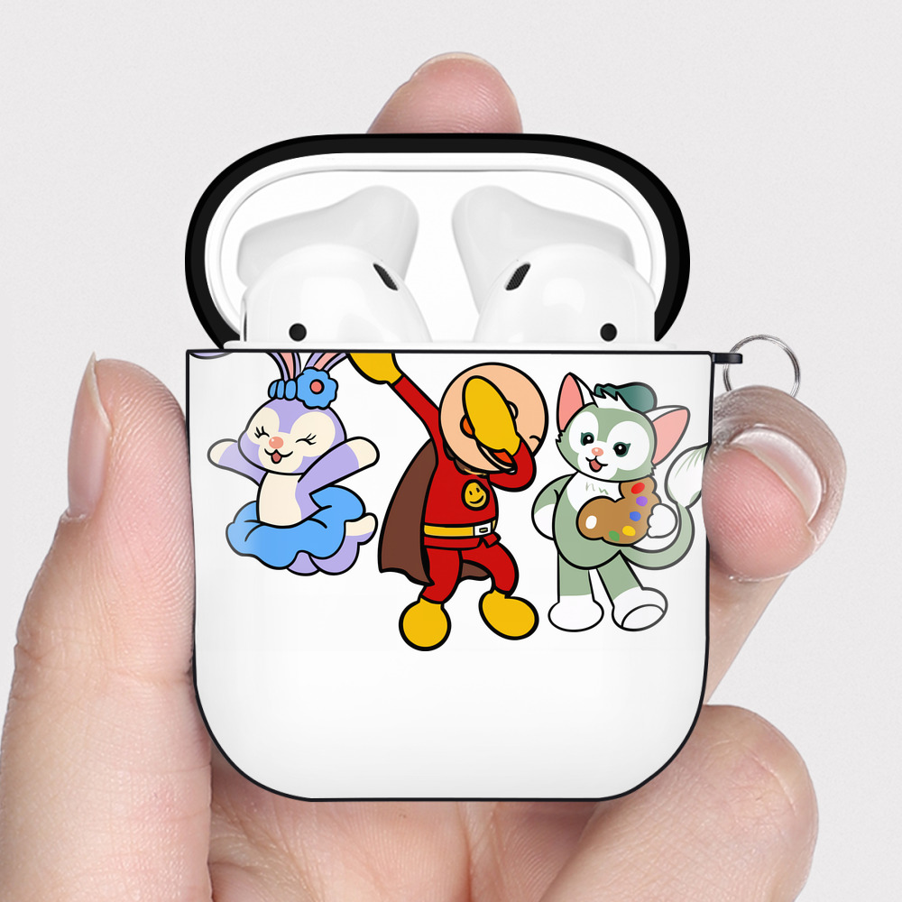 （画像用） アンパンマン Anpanman AirPods 第2世代保護ケース ハードシェル ブラック 耐衝撃・防指紋・カラビナ付き