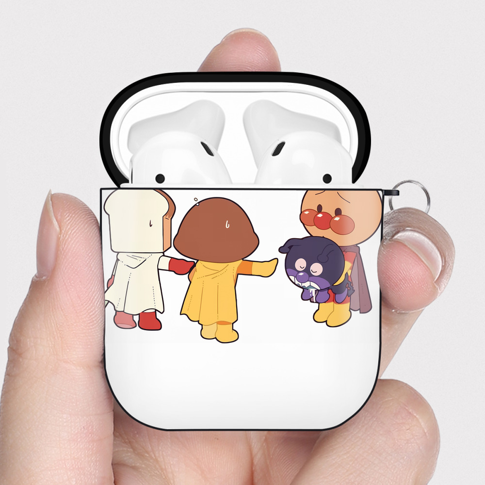 （画像用） アンパンマン Anpanman AirPods 第2世代保護ケース ハードシェル ブラック 耐衝撃・防指紋・カラビナ付き