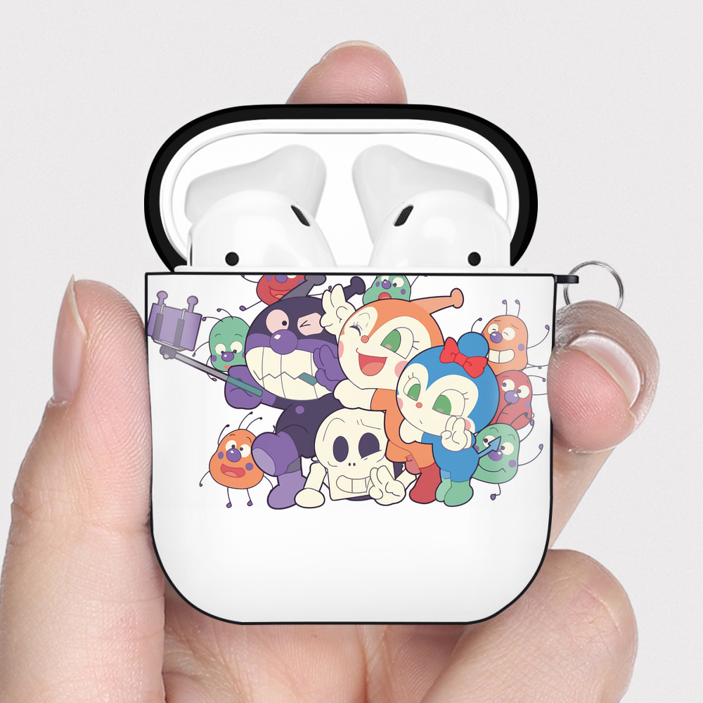 （画像用） アンパンマン Anpanman AirPods 第2世代保護ケース ハードシェル ブラック 耐衝撃・防指紋・カラビナ付き
