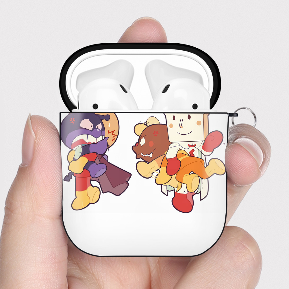 （画像用） アンパンマン Anpanman AirPods 第2世代保護ケース ハードシェル ブラック 耐衝撃・防指紋・カラビナ付き