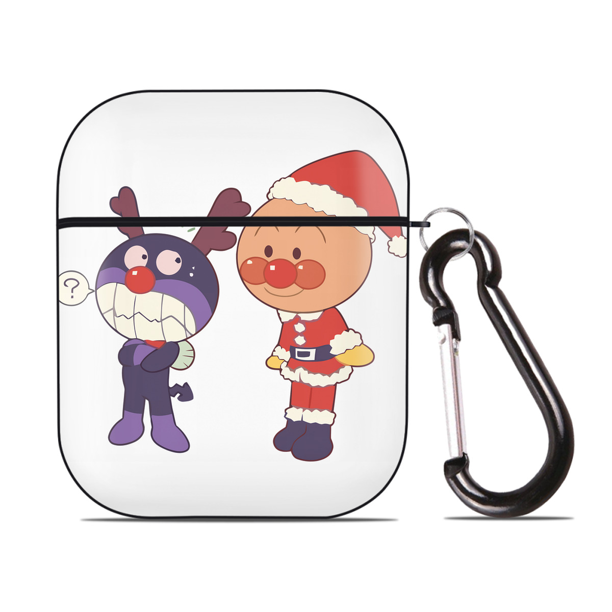 （画像用） アンパンマン Anpanman AirPods 第2世代保護ケース ハードシェル ブラック 耐衝撃・防指紋・カラビナ付き