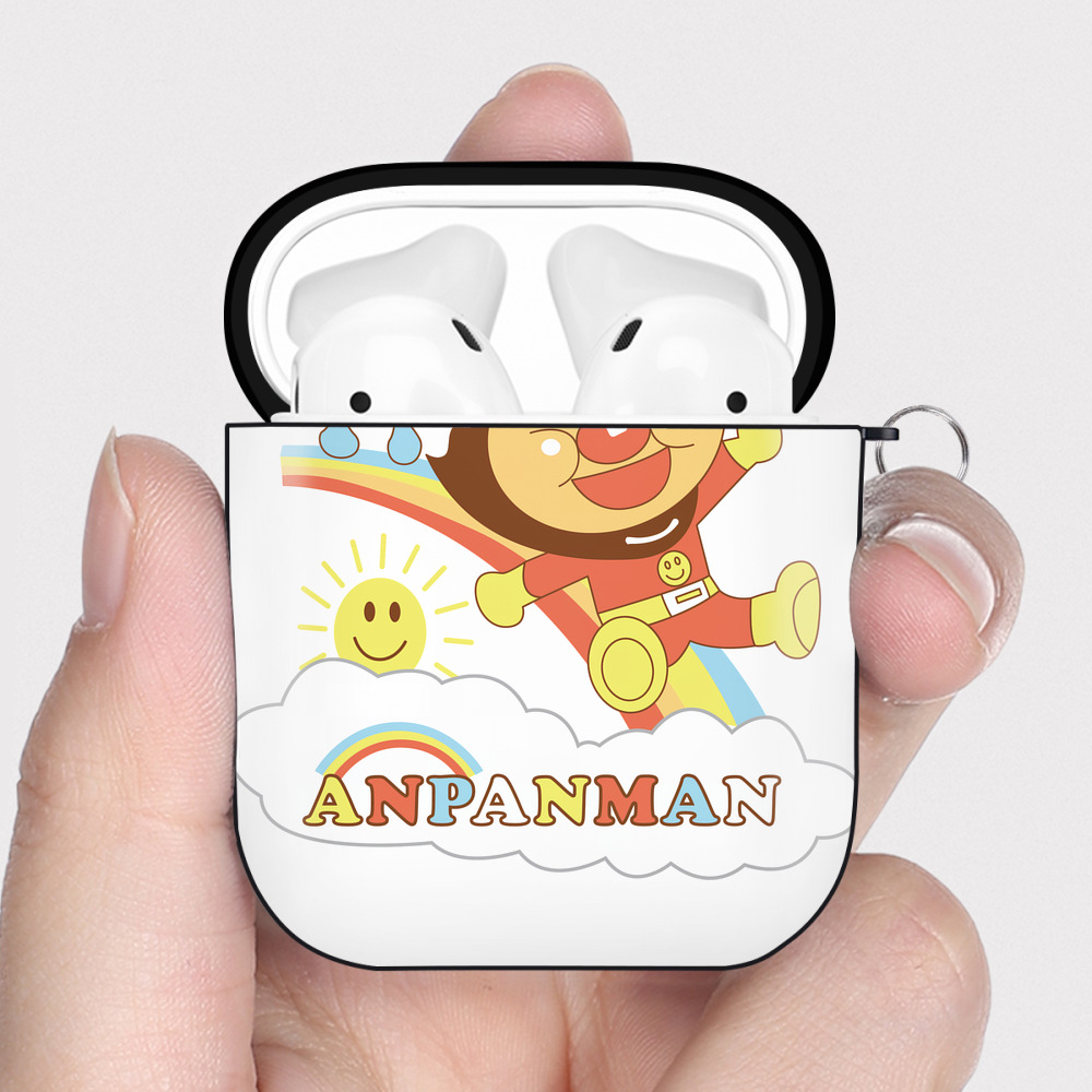 （画像用） アンパンマン Anpanman AirPods 第2世代保護ケース ハードシェル ブラック 耐衝撃・防指紋・カラビナ付き