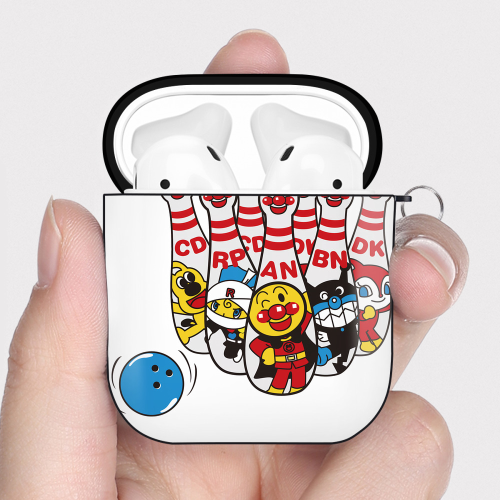 （画像用） アンパンマン Anpanman AirPods 第2世代保護ケース ハードシェル ブラック 耐衝撃・防指紋・カラビナ付き