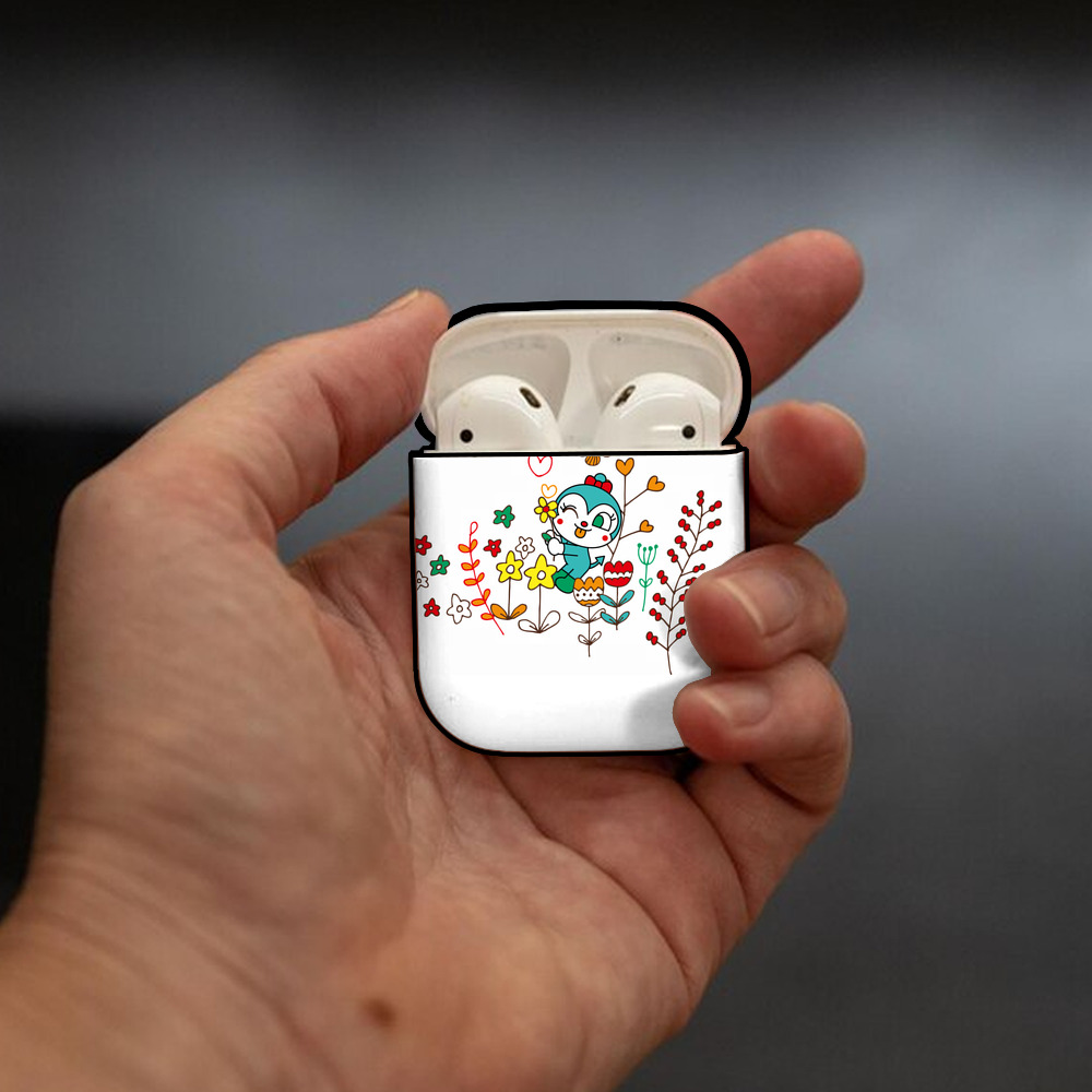 アンパンマン Anpanman AirPods 第2世代保護ケース ハードシェル ブラック 耐衝撃・防指紋・カラビナ付き