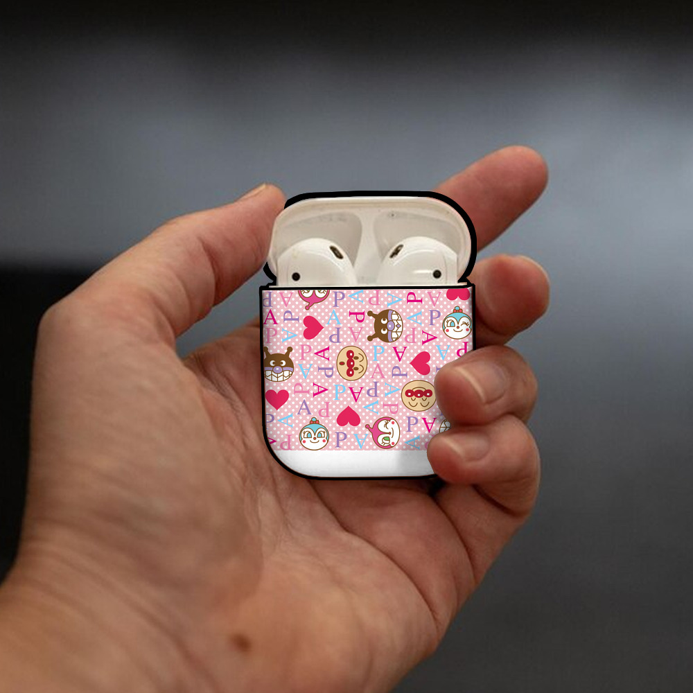 アンパンマン Anpanman AirPods 第2世代保護ケース ハードシェル ブラック 耐衝撃・防指紋・カラビナ付き