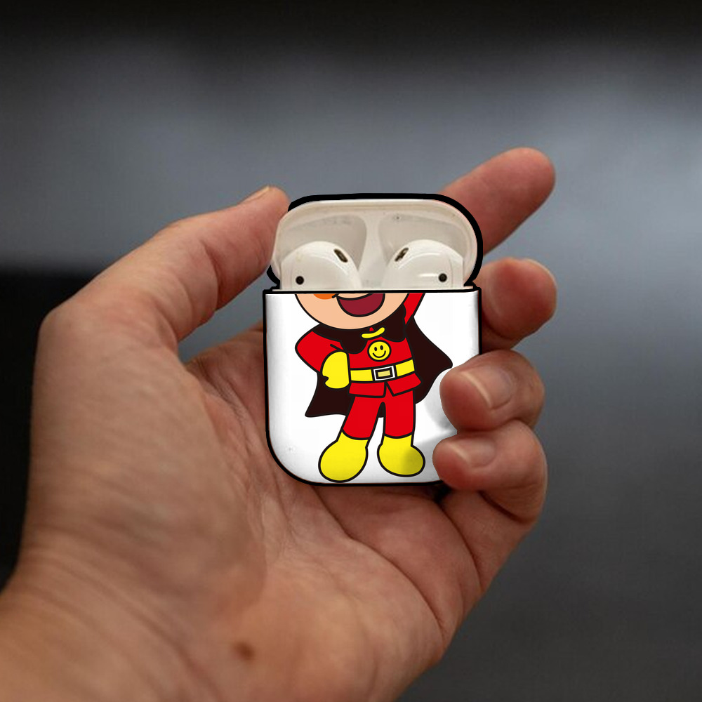 アンパンマン Anpanman AirPods 第2世代保護ケース ハードシェル ブラック 耐衝撃・防指紋・カラビナ付き