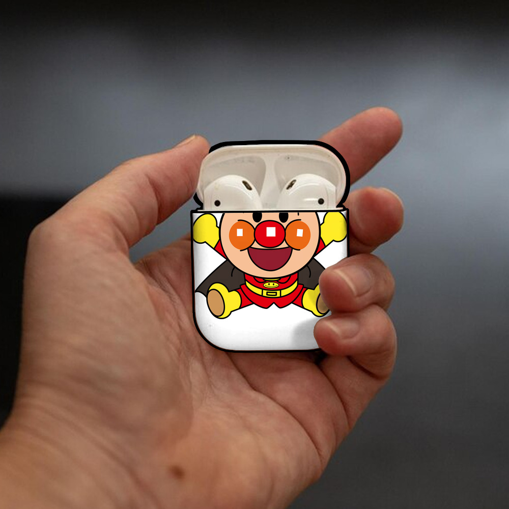 アンパンマン Anpanman AirPods 第2世代保護ケース ハードシェル ブラック 耐衝撃・防指紋・カラビナ付き