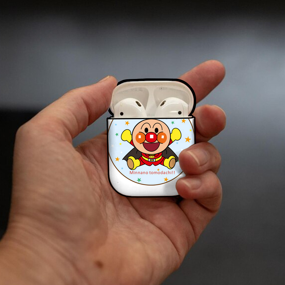 アンパンマン Anpanman AirPods 第2世代保護ケース ハードシェル ブラック 耐衝撃・防指紋・カラビナ付き