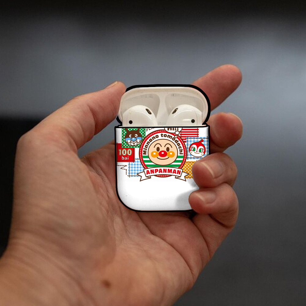アンパンマン Anpanman AirPods 第2世代保護ケース ハードシェル ブラック 耐衝撃・防指紋・カラビナ付き