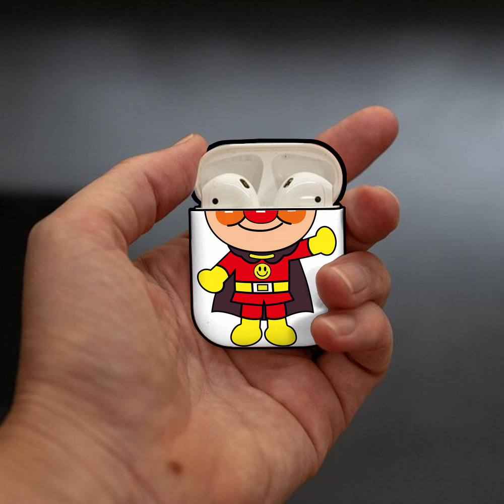 アンパンマン Anpanman AirPods 第2世代保護ケース ハードシェル ブラック 耐衝撃・防指紋・カラビナ付き
