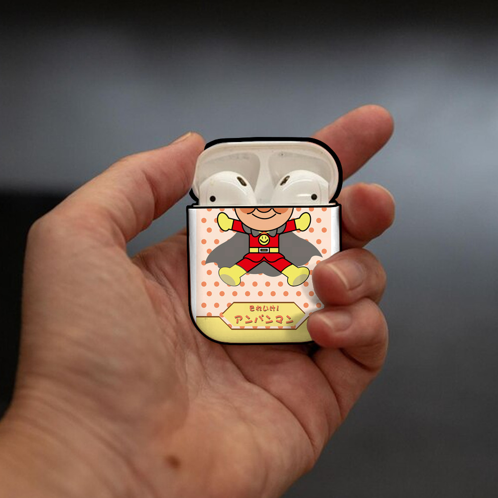 アンパンマン Anpanman AirPods 第2世代保護ケース ハードシェル ブラック 耐衝撃・防指紋・カラビナ付き
