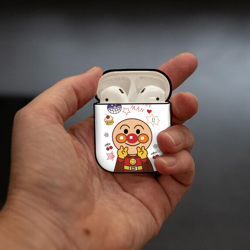 アンパンマン Anpanman AirPods 第2世代保護ケース ハードシェル ブラック 耐衝撃・防指紋・カラビナ付き