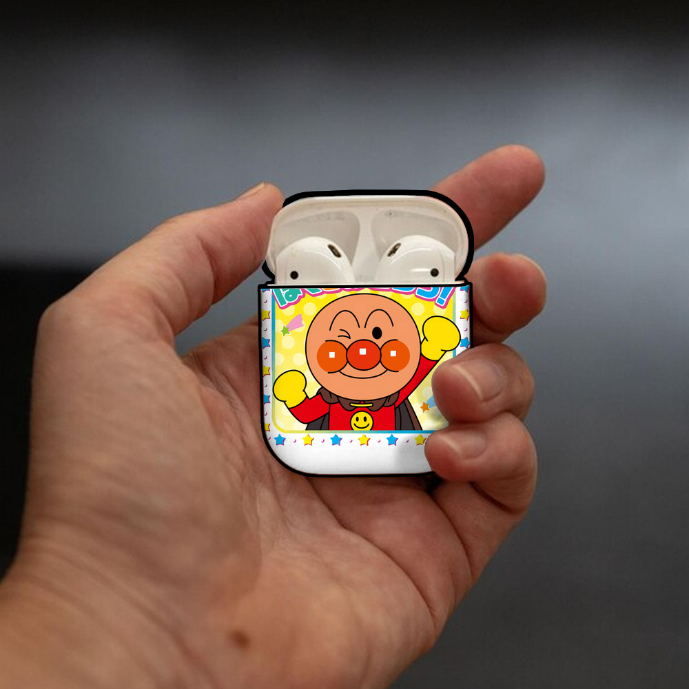 アンパンマン Anpanman AirPods 第2世代保護ケース ハードシェル ブラック 耐衝撃・防指紋・カラビナ付き