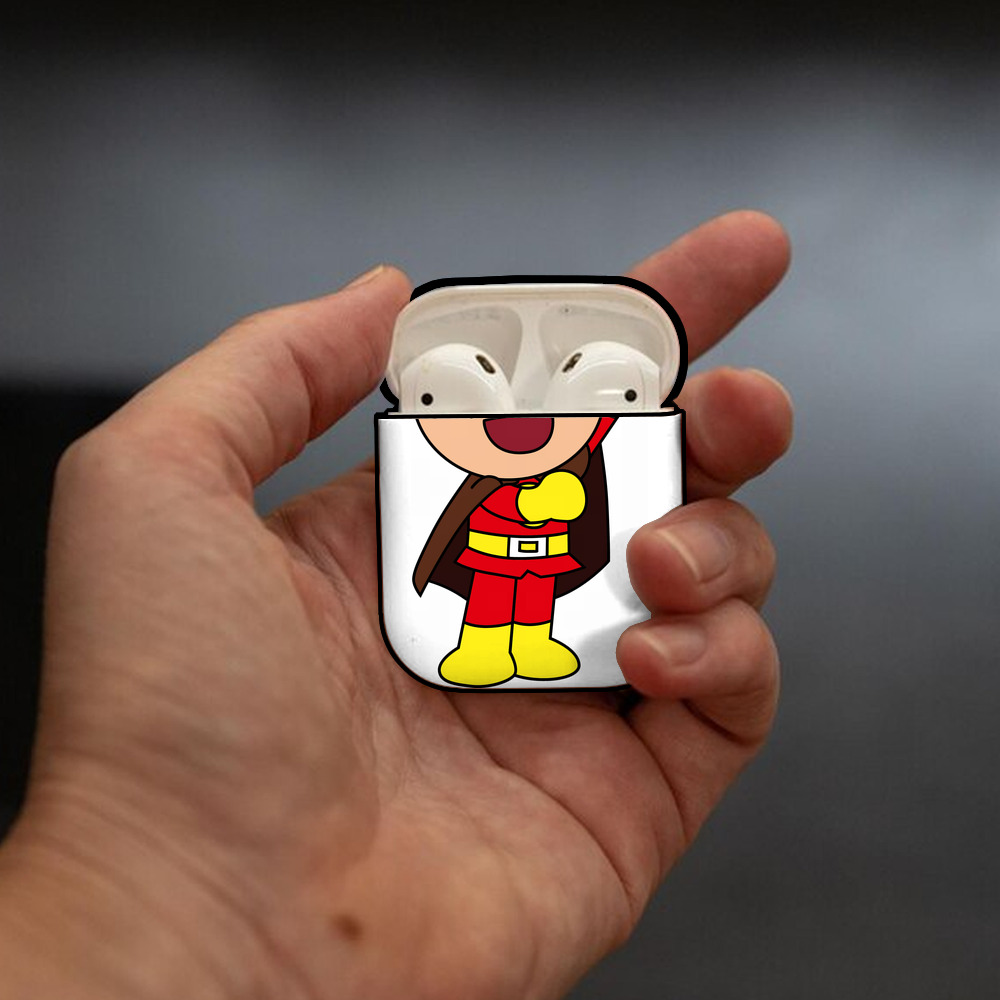 アンパンマン Anpanman AirPods 第2世代保護ケース ハードシェル ブラック 耐衝撃・防指紋・カラビナ付き