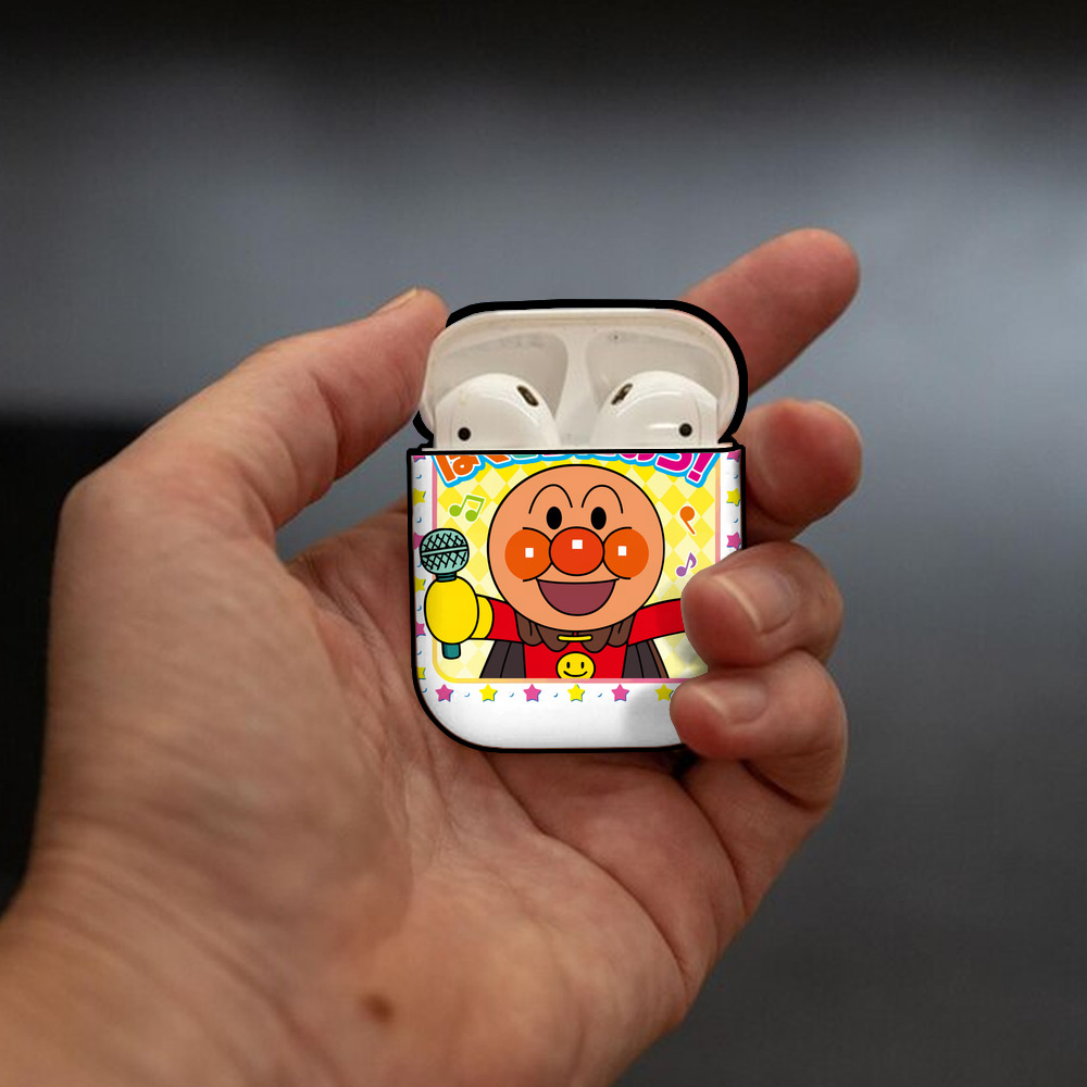 アンパンマン Anpanman AirPods 第2世代保護ケース ハードシェル ブラック 耐衝撃・防指紋・カラビナ付き