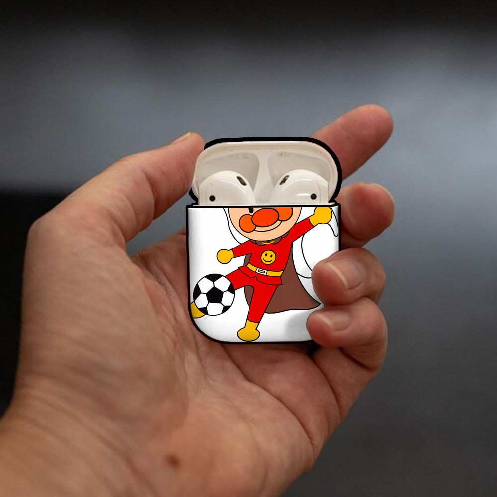 アンパンマン Anpanman AirPods 第2世代保護ケース ハードシェル ブラック 耐衝撃・防指紋・カラビナ付き