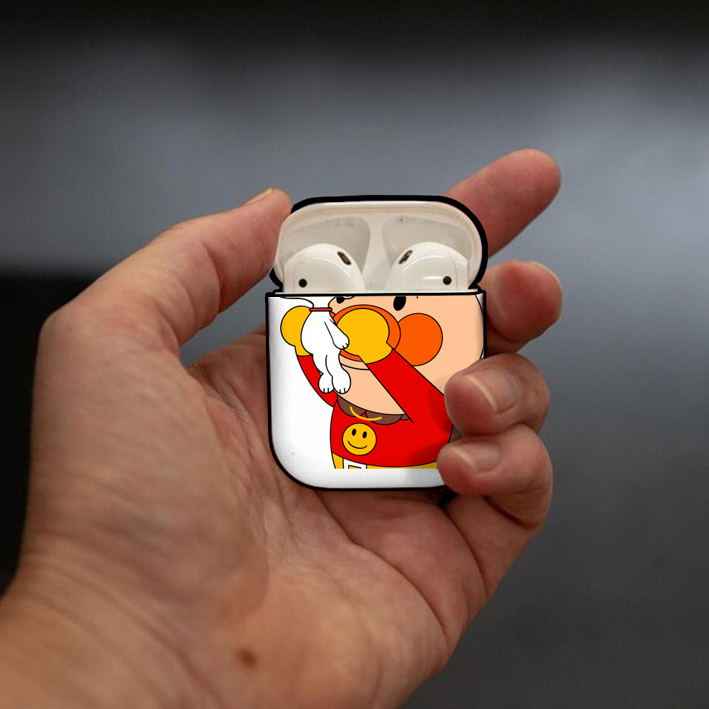 アンパンマン Anpanman AirPods 第2世代保護ケース ハードシェル ブラック 耐衝撃・防指紋・カラビナ付き