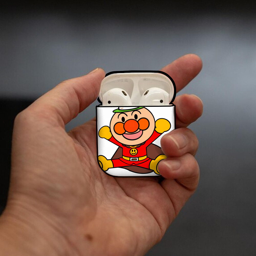 アンパンマン Anpanman AirPods 第2世代保護ケース ハードシェル ブラック 耐衝撃・防指紋・カラビナ付き