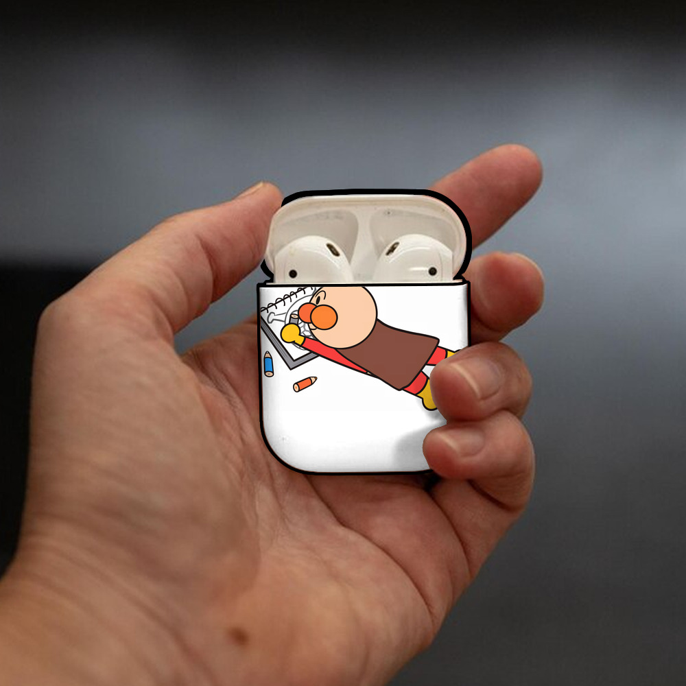 アンパンマン Anpanman AirPods 第2世代保護ケース ハードシェル ブラック 耐衝撃・防指紋・カラビナ付き