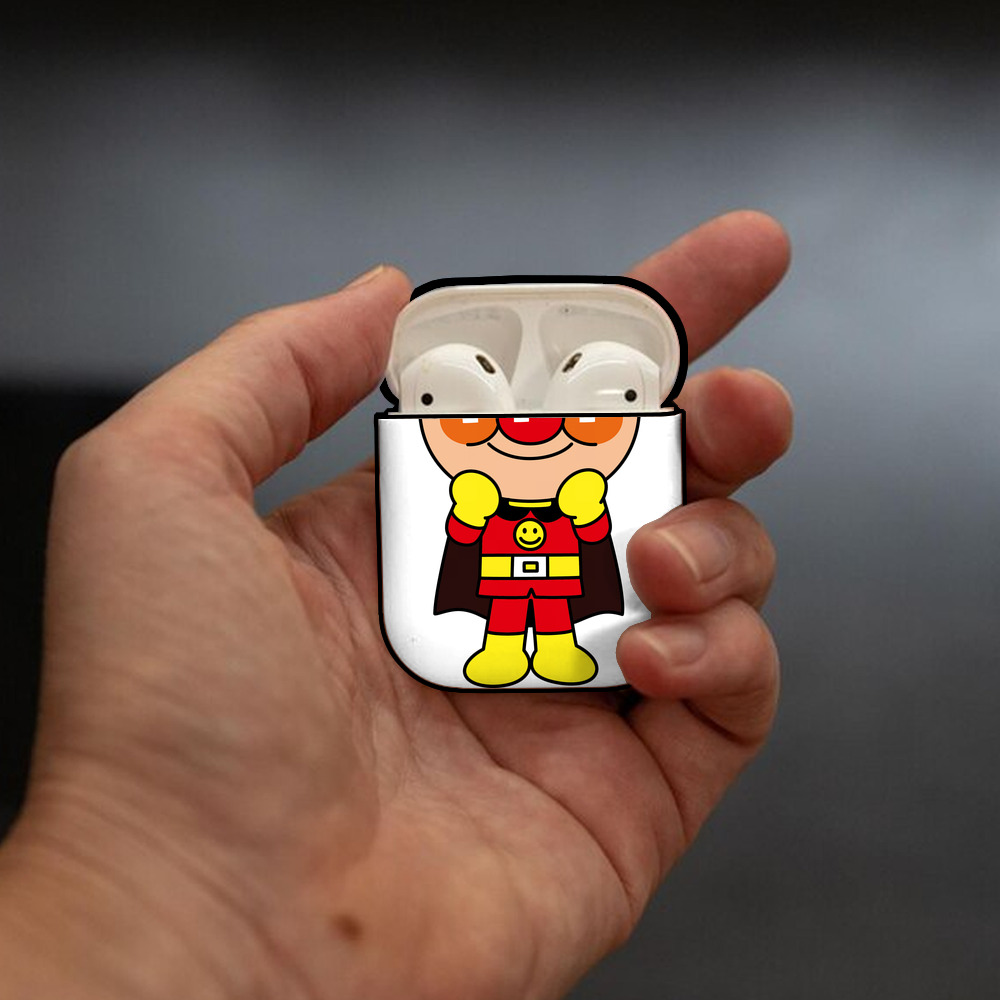 アンパンマン Anpanman AirPods 第2世代保護ケース ハードシェル ブラック 耐衝撃・防指紋・カラビナ付き