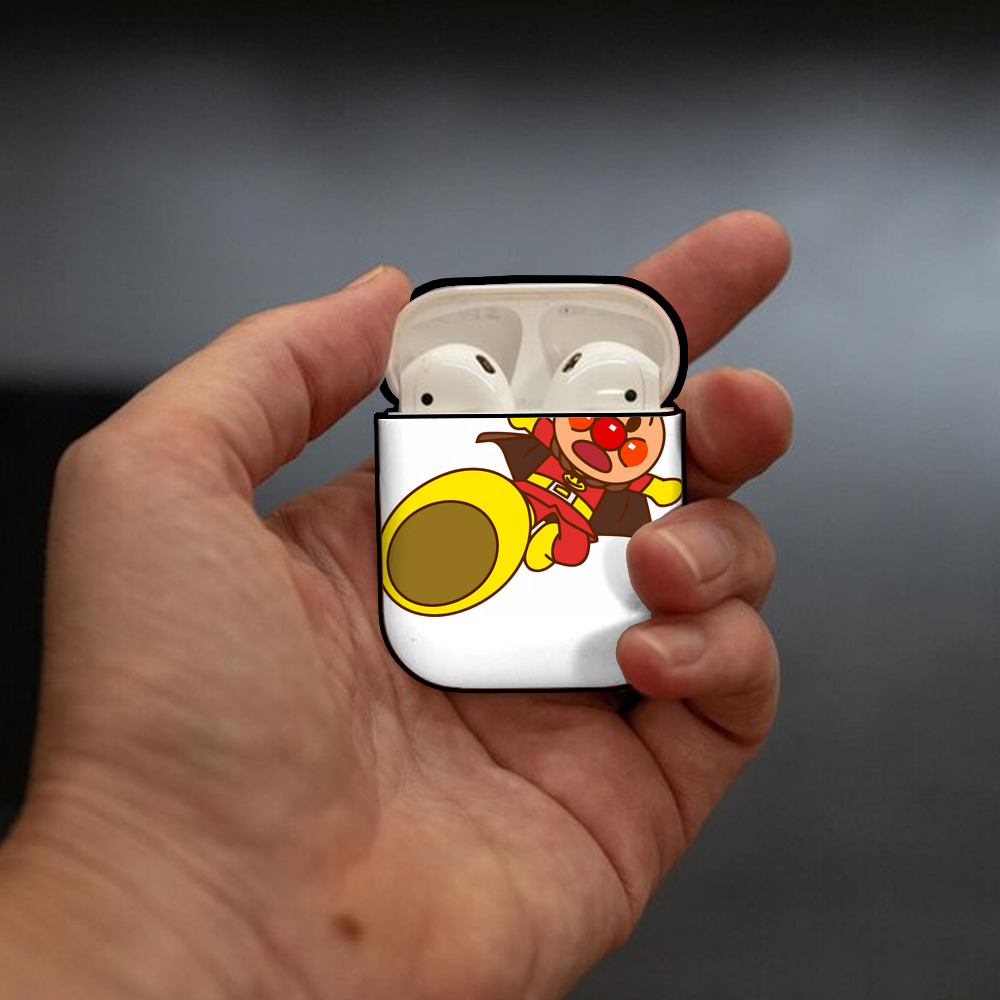 アンパンマン Anpanman AirPods 第2世代保護ケース ハードシェル ブラック 耐衝撃・防指紋・カラビナ付き
