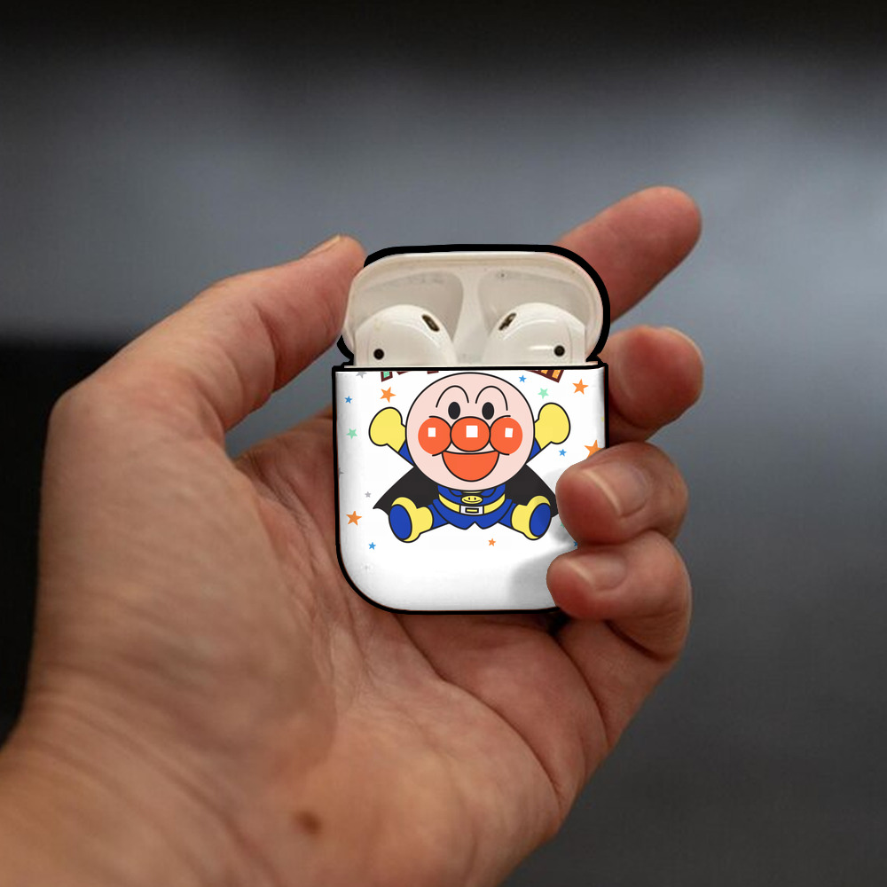 アンパンマン Anpanman AirPods 第2世代保護ケース ハードシェル ブラック 耐衝撃・防指紋・カラビナ付き