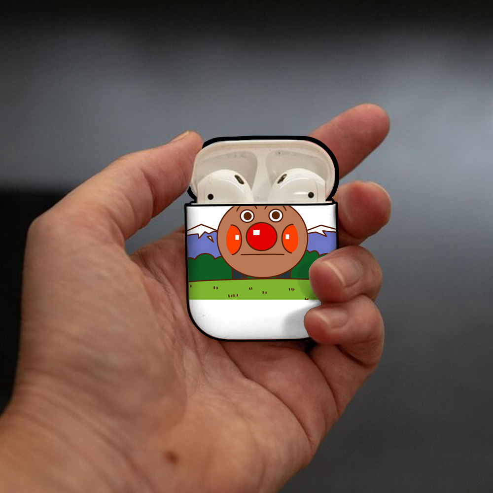 アンパンマン Anpanman AirPods 第2世代保護ケース ハードシェル ブラック 耐衝撃・防指紋・カラビナ付き
